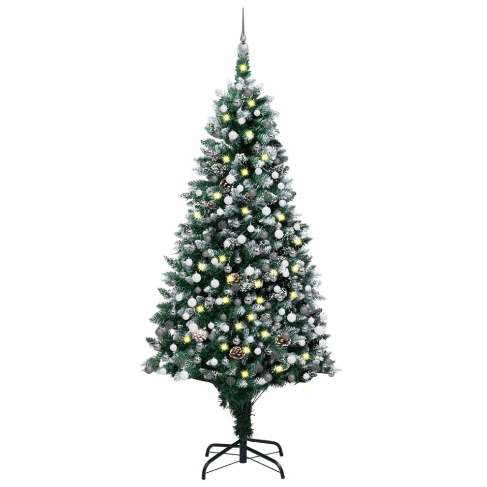 Vidaxl Artificial Pre-Lit Christmas Tree With Ball Set And Pine Cones Decor