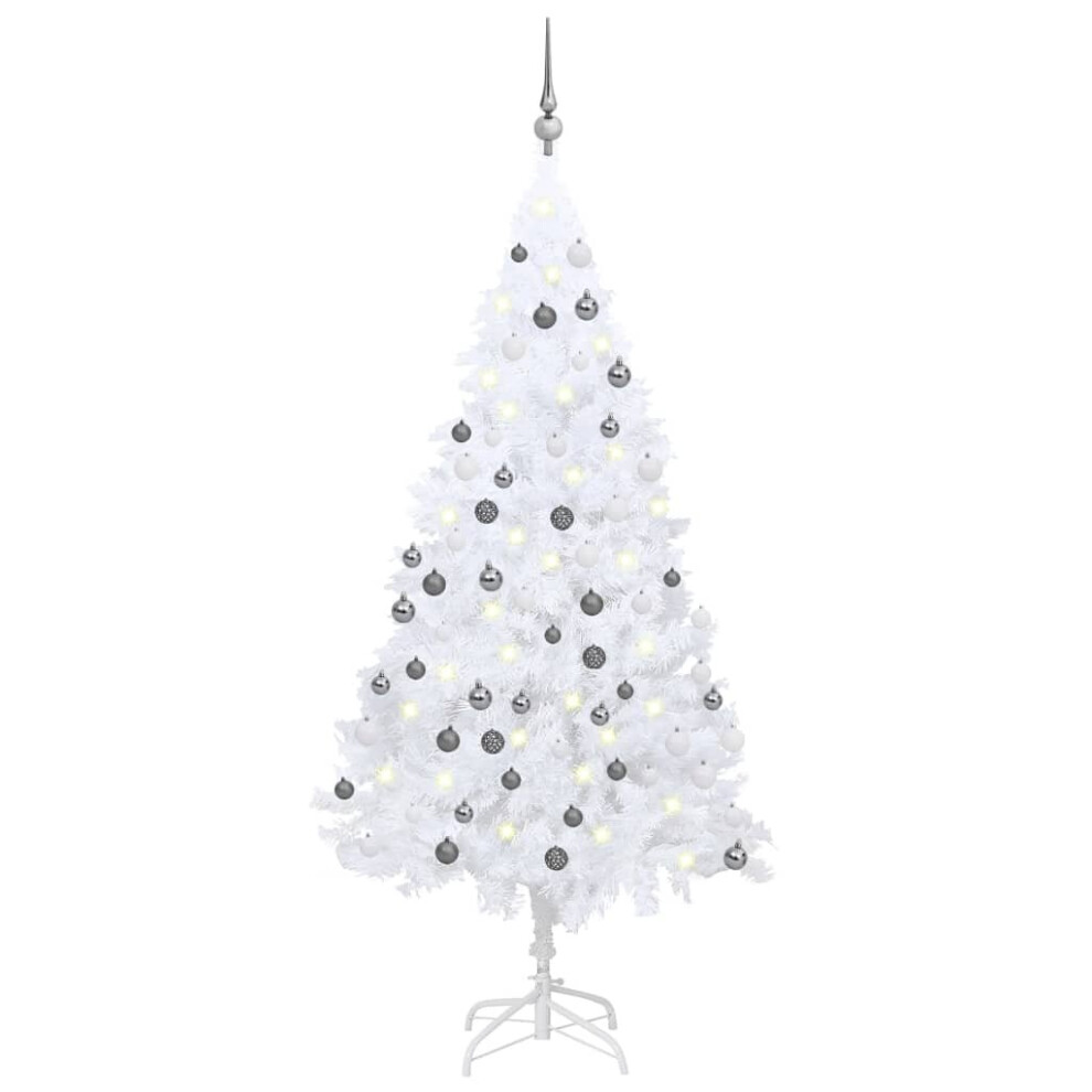 Vidaxl Artificial Pre-Lit Christmas Tree With Ball Set Xmas Tree White Pvc