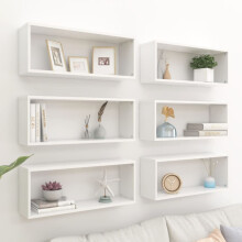 vidaXL 6-Pack White Engineered Wood Wall-Mounted Floating Shelves, 60x15x23 cm (807135)