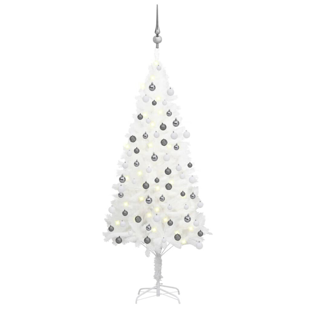 vidaXL Artificial Pre-lit Christmas Tree with Ball Set Artificial Tree White