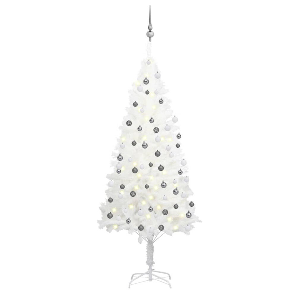 vidaXL Artificial Pre-lit Christmas Tree with Ball Set Artificial Tree White