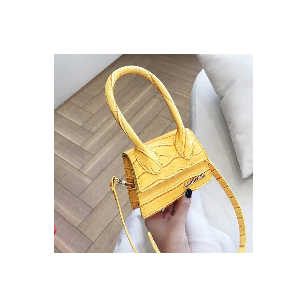 (yellow China, 15X6X11cm) Sac Luxuy Brand PU Leather Shoulder Bag Women Handbag 2021 Fashion Letter Design Mini Crossbody Bag Office Lady Tote Small P