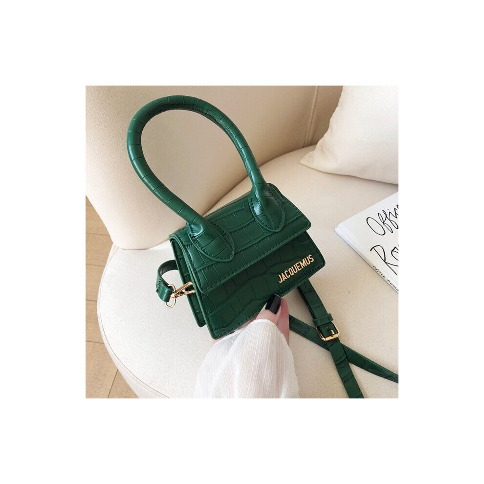 (green China, 15X6X11cm) Sac Luxuy Brand PU Leather Shoulder Bag Women Handbag 2021 Fashion Letter Design Mini Crossbody Bag Office Lady Tote Small Purse