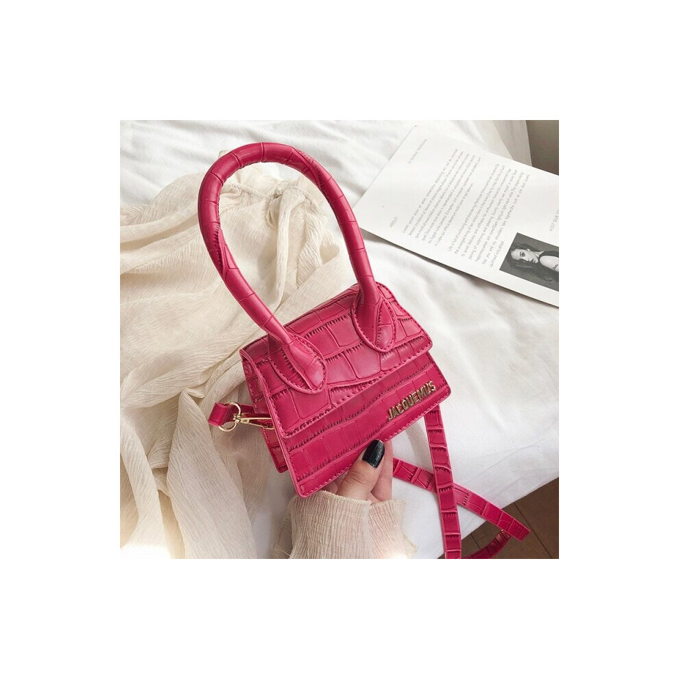 (rose red China, 15X6X11cm) Sac Luxuy Brand PU Leather Shoulder Bag Women Handbag 2021 Fashion Letter Design Mini Crossbody Bag Office Lady Tote Small