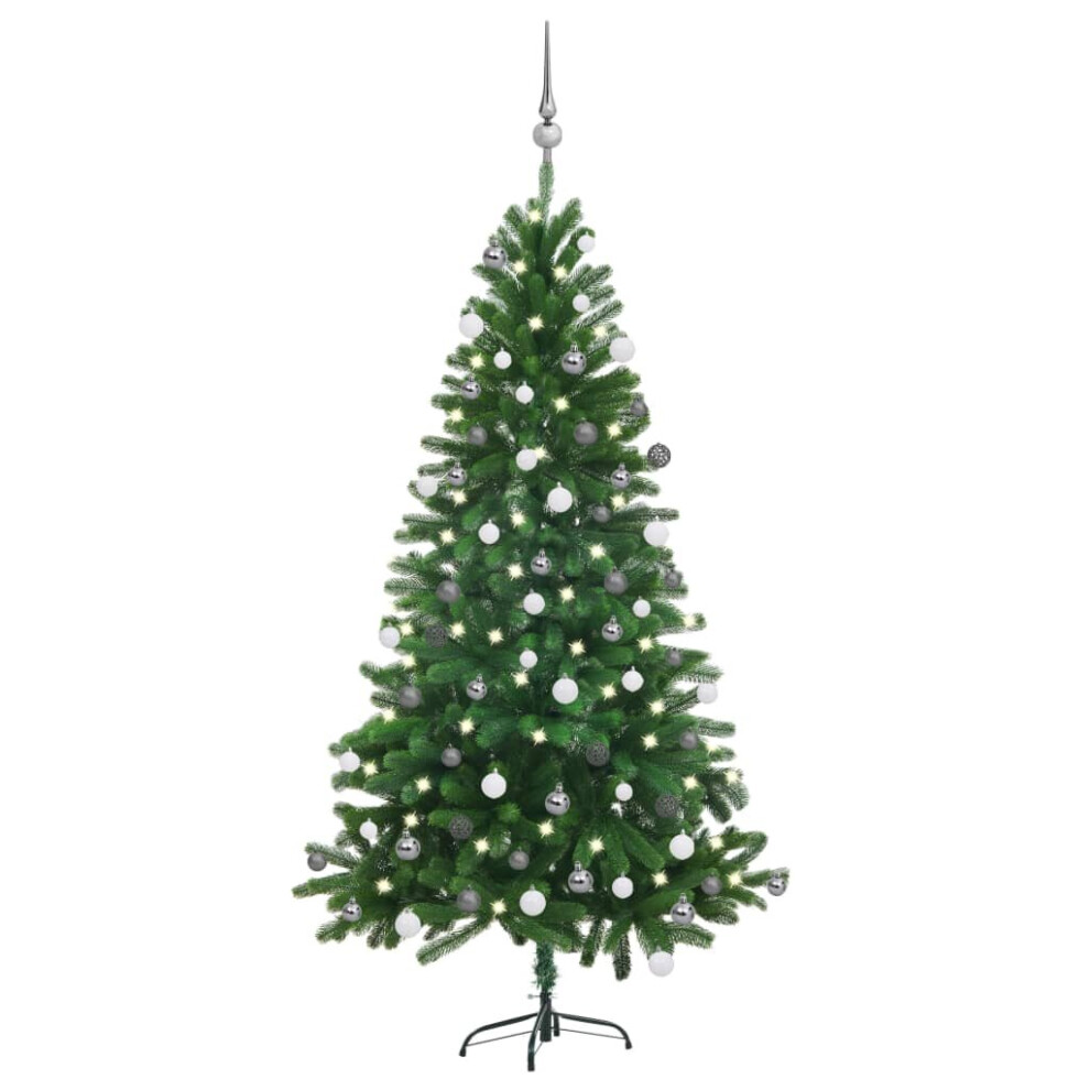 Vidaxl Green Artificial Pre-Lit Christmas Tree With Ball Set Artificial Tree