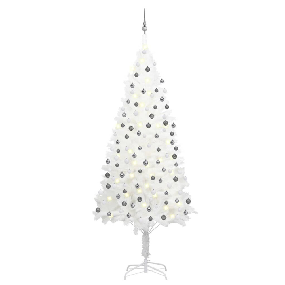 Vidaxl White Artificial Pre-Lit Christmas Tree With Ball Set Artificial Tree