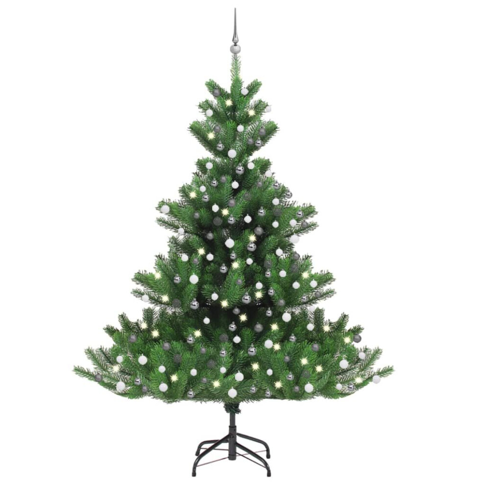 vidaXL Nordmann Fir Artificial Christmas Tree LED&Ball Set Green Xmas Tree Set