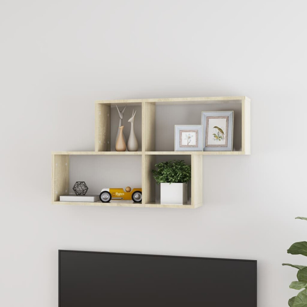 vidaXL Wall Shelf Sonoma Oak Chipboard Wall-Mounted Hanging Floating Shelf