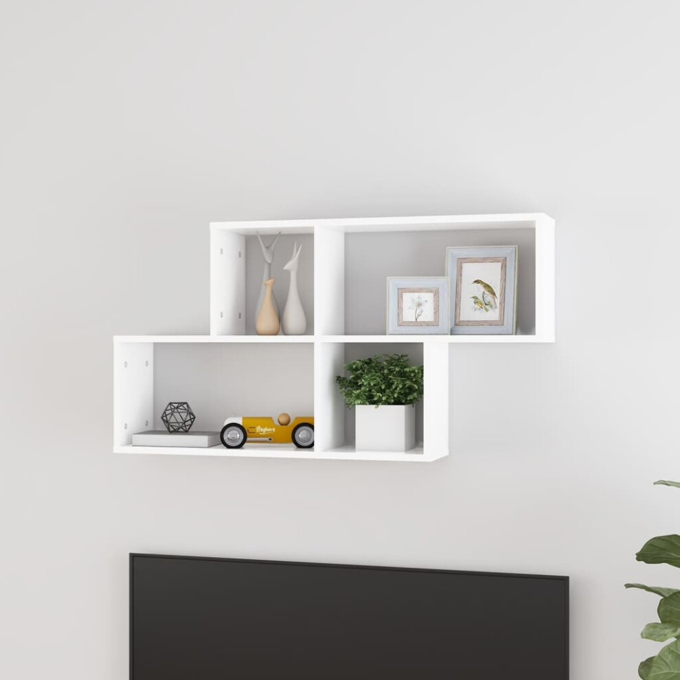 vidaXL Wall Shelf White Engineered Wood Wall-Mounted Hanging Floating Shelf