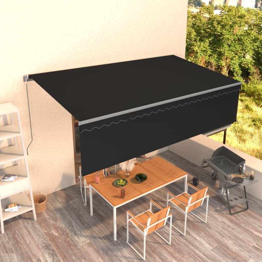 vidaXL Manual Retractable Awning with Blind 5x3m Anthracite Outdoor Awning