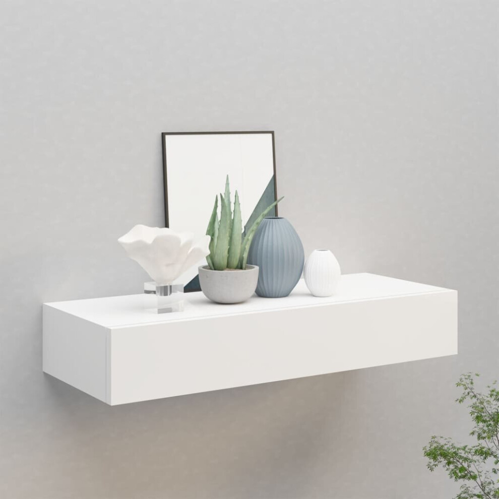 vidaXL Wall-mounted Drawer Shelf White MDF Wall CabinetFloating Shelf Set