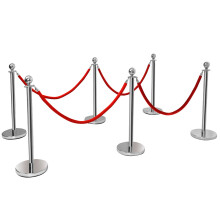 6 Polished Steel Queue Rope Barrier Posts Stands Crowd Control Stanchion 1.5M