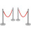 Costway 6 Polished Steel Queue Rope Barrier Posts Stands Crowd Control Stanchion 1.5M 13