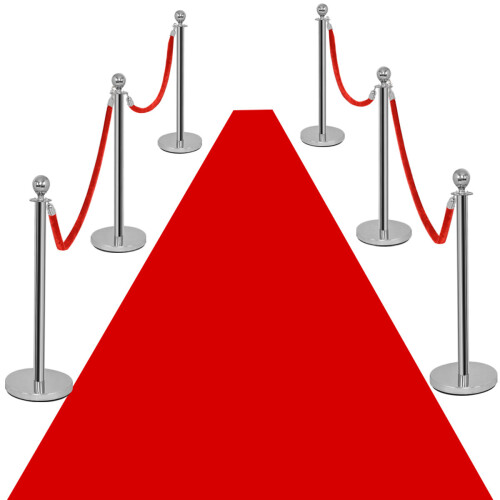 Costway 6 Polished Steel Queue Rope Barrier Posts Stands Crowd Control Stanchion 1.5M 1