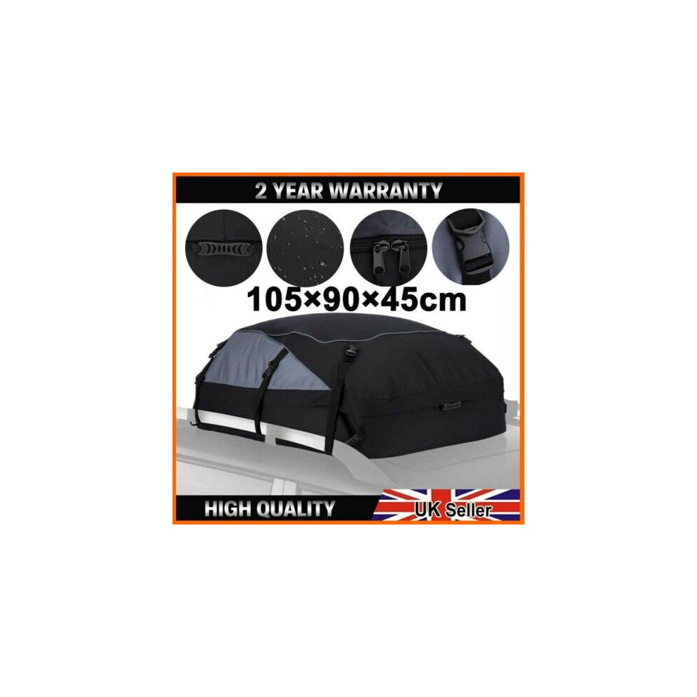 105Ã90Ã45Cm Car Cargo Roof Bag Waterproof Rooftop Luggage Carrier Black 798654129580