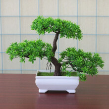 (Army Green) Bonsai Simulation Artificial Plants Flowers In Pots Home Office Fake Tree Decor