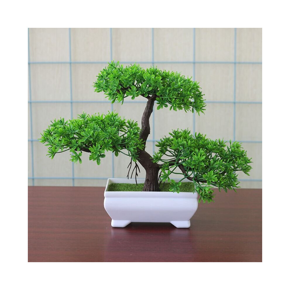 (Army Green) Bonsai Simulation Artificial Plants Flowers In Pots Home Office Fake Tree Decor
