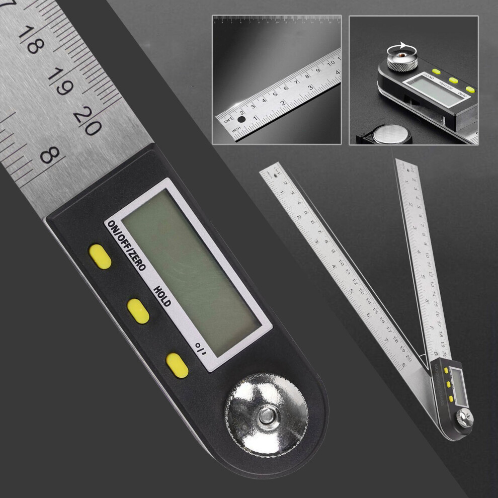 360 Degree Digital Angle Finder Stainless Steel Ruler Measure Gauge