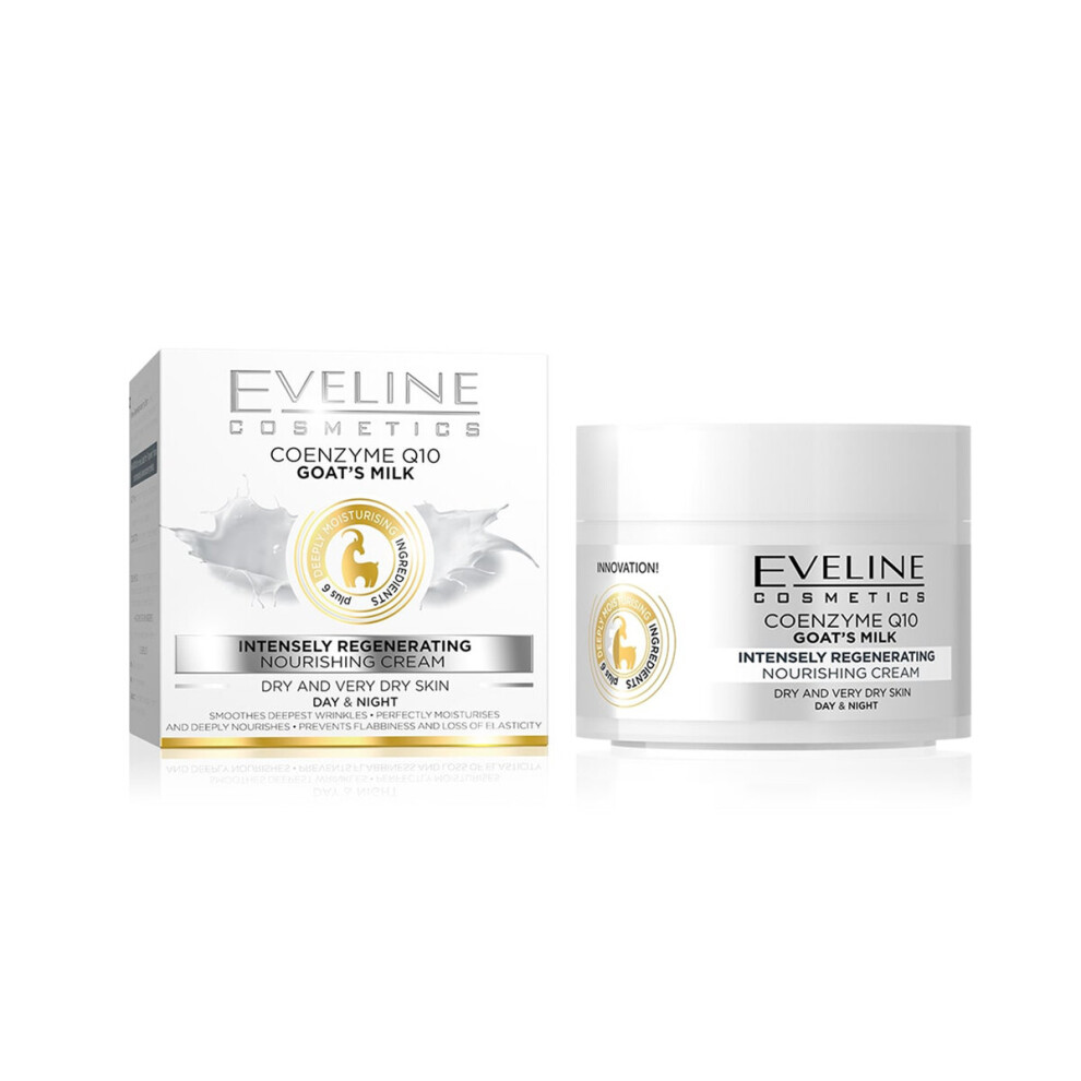 Brand:-Eveline-Cosmetics Cream Eveline Cosmetics Coenzyme Q10 & Goat Milk Moisturizing Face 50Ml | Regenerating Day & Night For Dry Skin