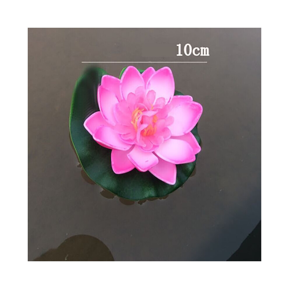 (Pink) 10cm Artificial Lotus Flower Water Lily Fake Plants Floating Plant Swimming Pool