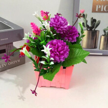 (Purple) In/Outdoor Artificial Flower Fake False Plant In Pot Home Garden Decor Realistic