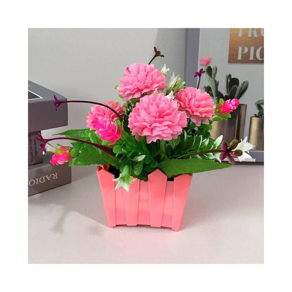 (Pink) In/Outdoor Artificial Flower Fake False Plant In Pot Home Garden Decor Realistic
