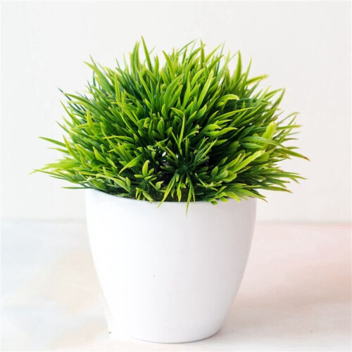 (Green) Realistic Artificial Flowers In Pot Fake False Plants Potted Home Garden Decor