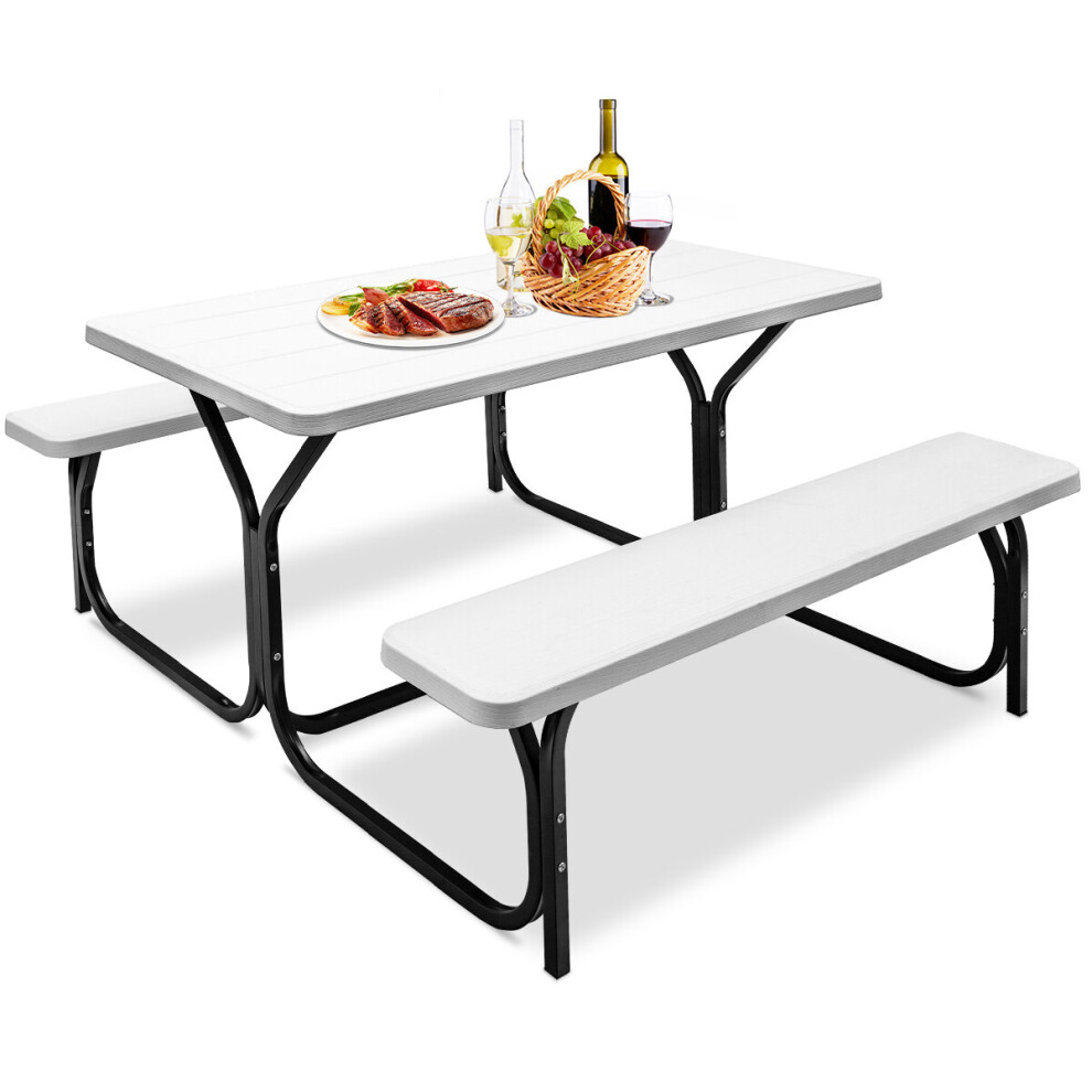 Table Chair Set Iron Frame Picnic Table and Bench Set Fishing Camping