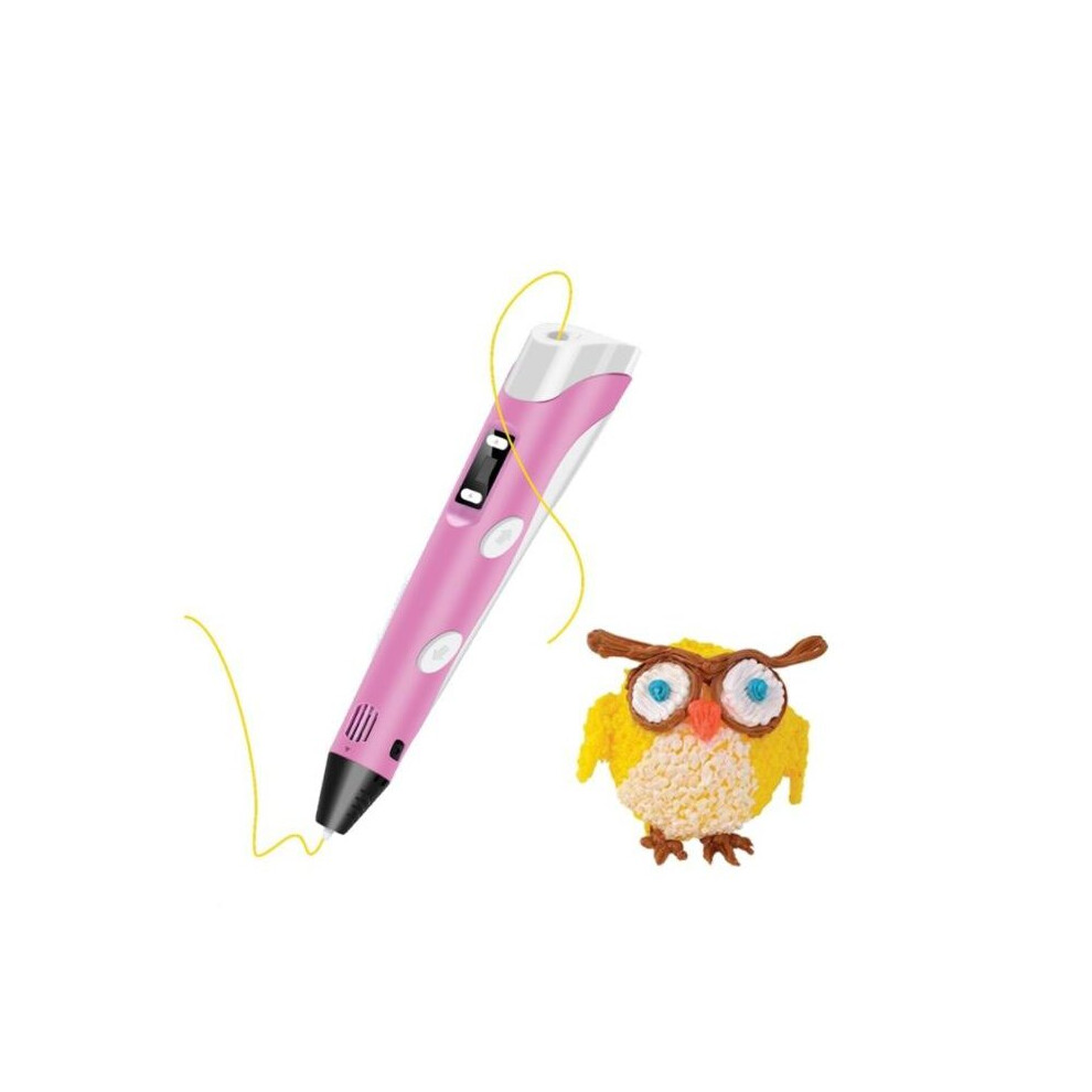 (pink) 3D Print Pen Drawing Pen Set +LCD Screen +Free PLA Filaments +USB Birthday Gift Christmas Gift