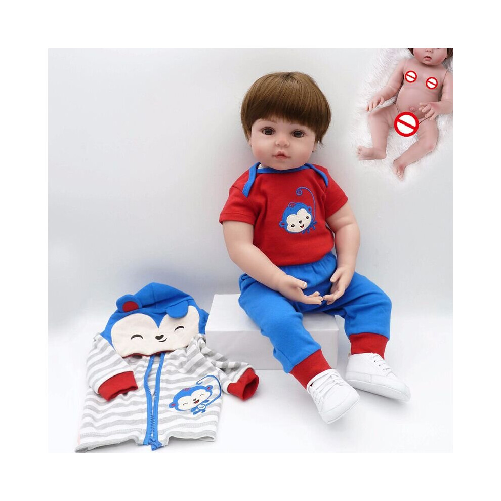(All Silicone-48cm) Reborn Toddler Boy Soft Silicone Bebe Doll Toy For Girls