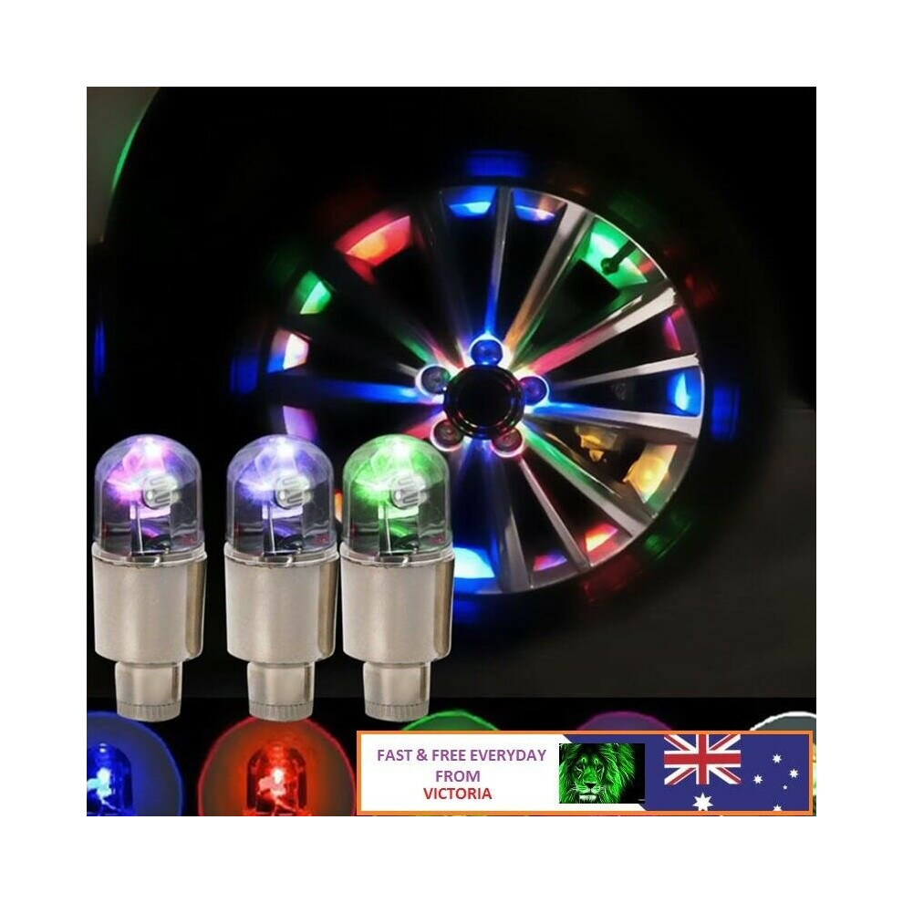 2Pcs Multicolour Car Cycling Bike Led Neon Wheel Valve Tyre Tire Cap Dust S Light 9339130109682