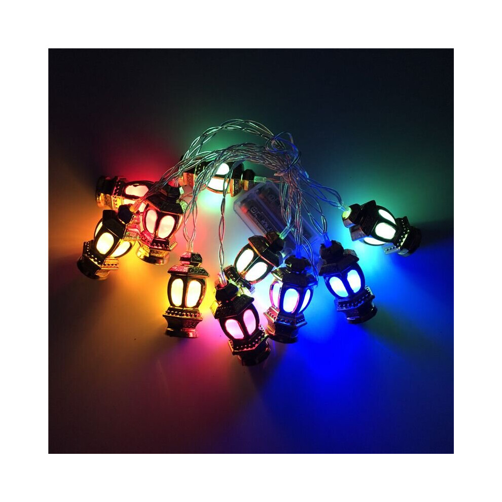 (Mix Color, 1.65m-10LEDS) Ramadan Eid Mubarak Lantern LED Fairy String Light Islam Muslim Hanging Decor