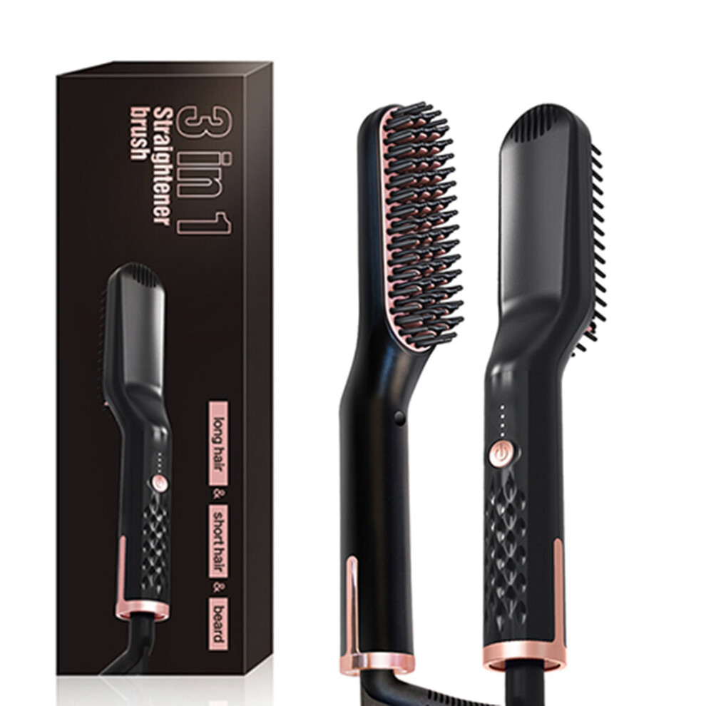 (with box) Men's 3 In 1 Beard Comb women Hair  Brush Ceramic Irons Comb Fast Heat Hair Straightening Board