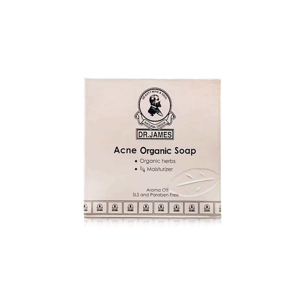 Dr James Acne Organic Soap 80g | Natural Acne-Fighting Formula, Cleanses & Clears Skin, Reduces Pimples & Blemishes, Suitable for All Skin Types
