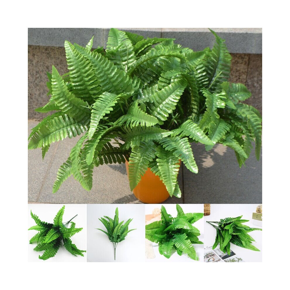 Fake Persian Grass Artificial Large Leaves Plant 7 Branches Green Home Decor