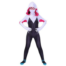 (9-10 Years) Kids Girl Spider Gwen Stacy Costume Spiderman Halloween Cosplay Jumpsuit Clothes