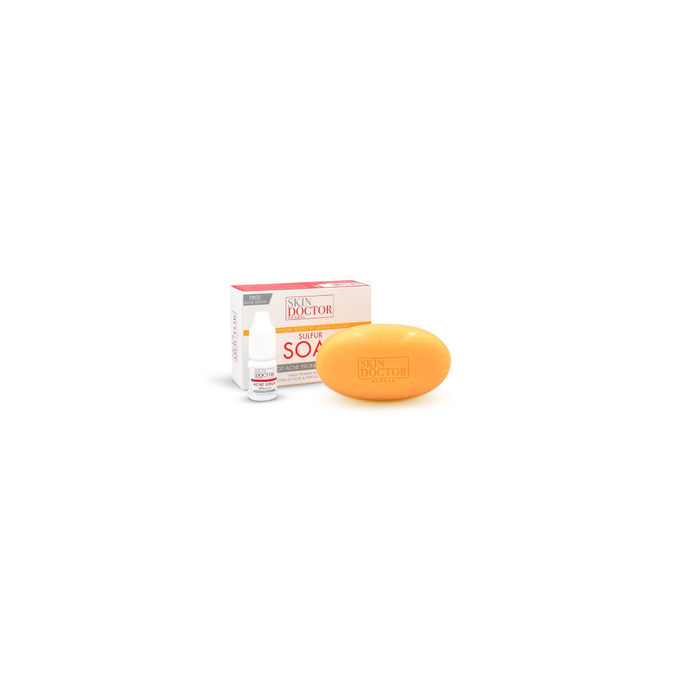 Skin Doctor Herbal Acne Sulfur Soap + Free Acne Serum Natural Acne Treatment for Clear Skin