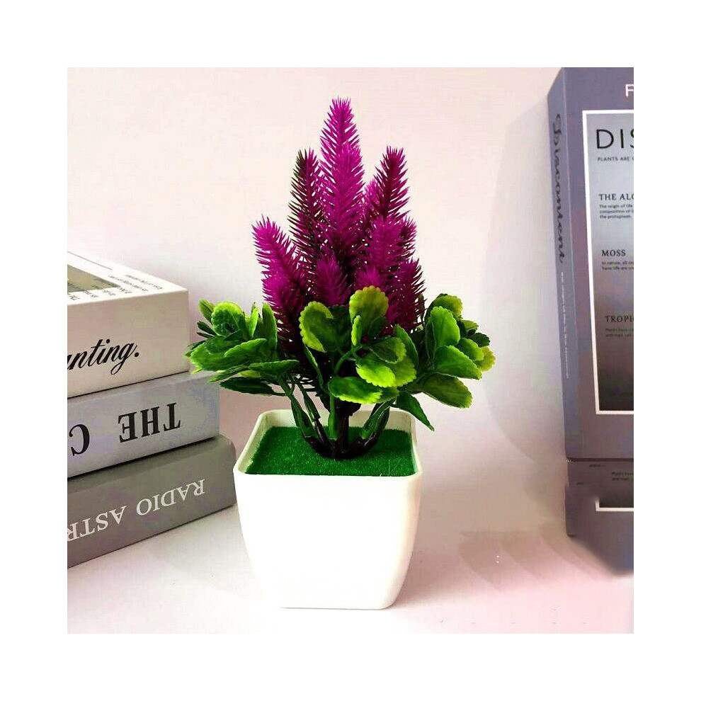 (Purple) Bonsai Simulation Artificial Plants Flowers In Pots Home Office Fake Tree Decor