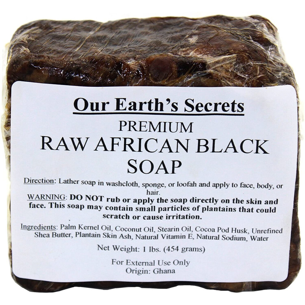 Our Earth's Secrets Raw African Black Soap, 1 Lb. By