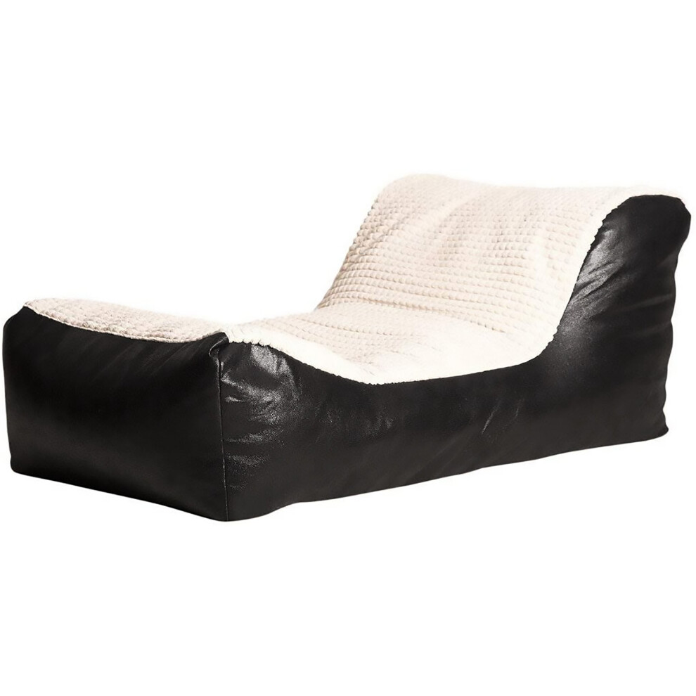 (Stone, Black) Large Comfortable Fabric Lounger Bean Bag