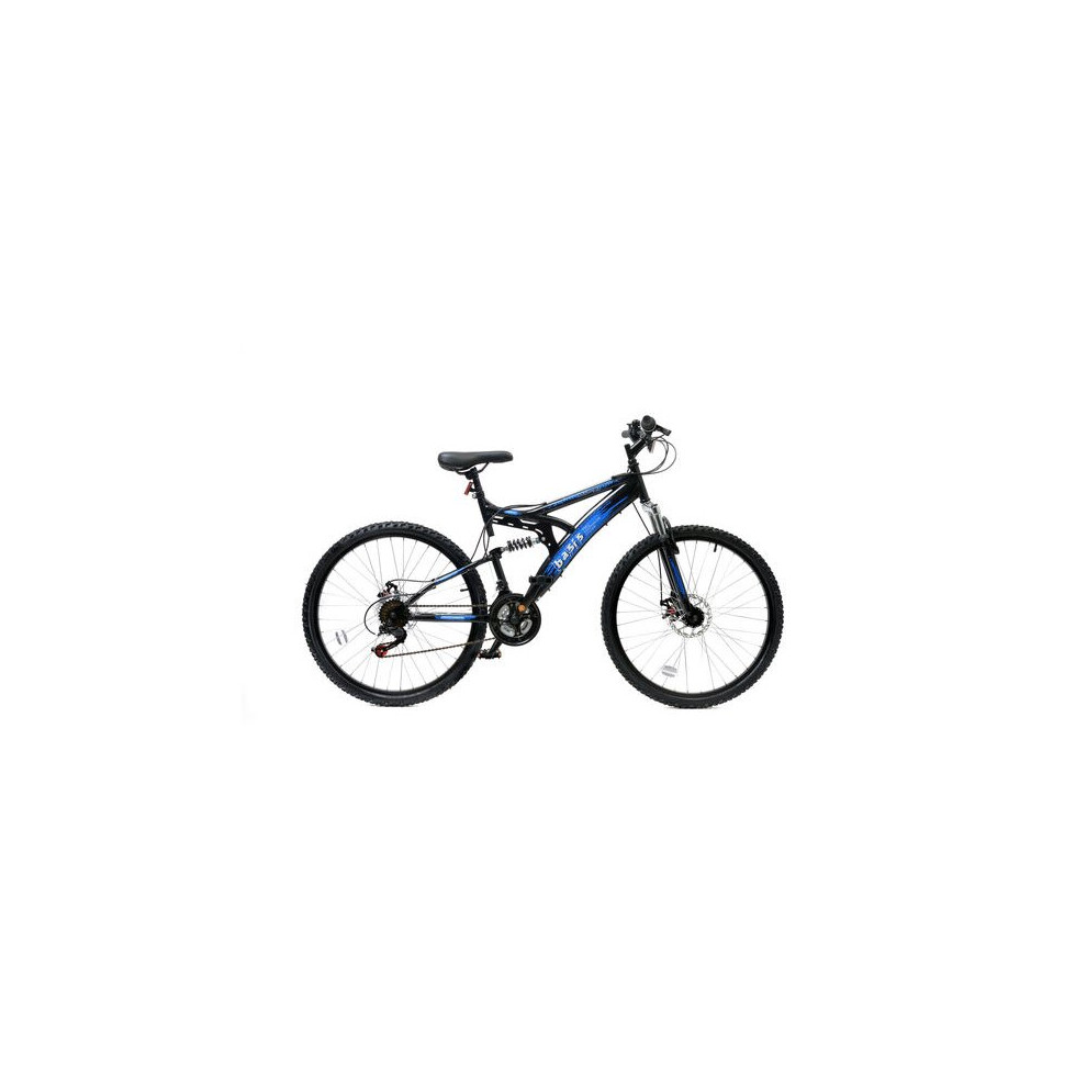 Basis 1 Full Suspension Mountain Bike 26in Wheel, 18-Speed Shimano, Mechanical Disc Brakes, Black/Blue - BASIS-1-M-BB-image-OPC-P8KTMYP-NEW