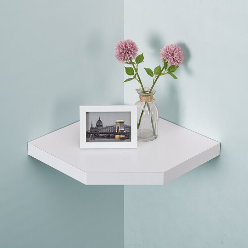Spot On Dealz Floating Corner Wall Shelf White MDF Wood Display Shelves G-0071
