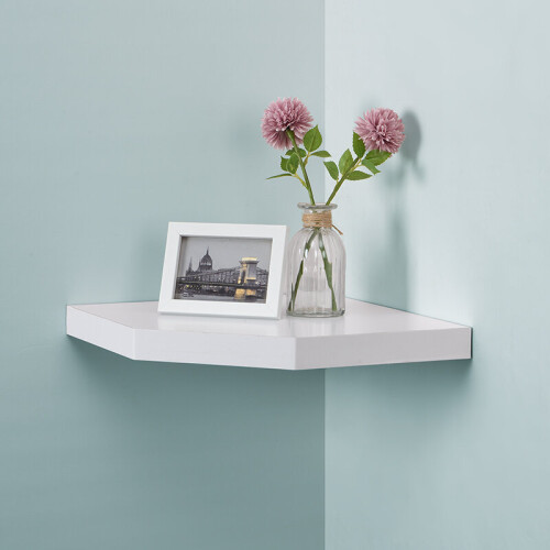 Spot On Dealz Floating Corner Wall Shelf White MDF Wood Display Shelves G-0071 1