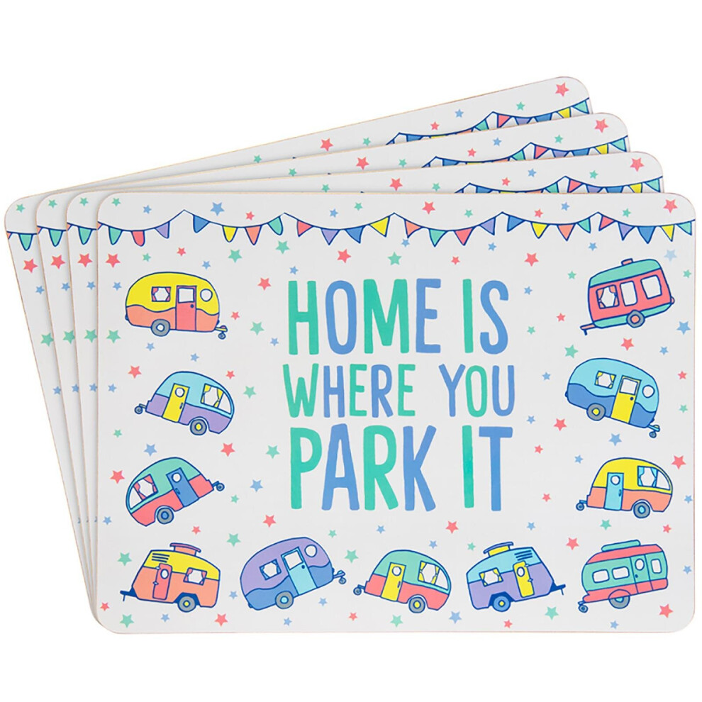 Set of 4 Placemats - Home Is Where You Park It Caravans Design