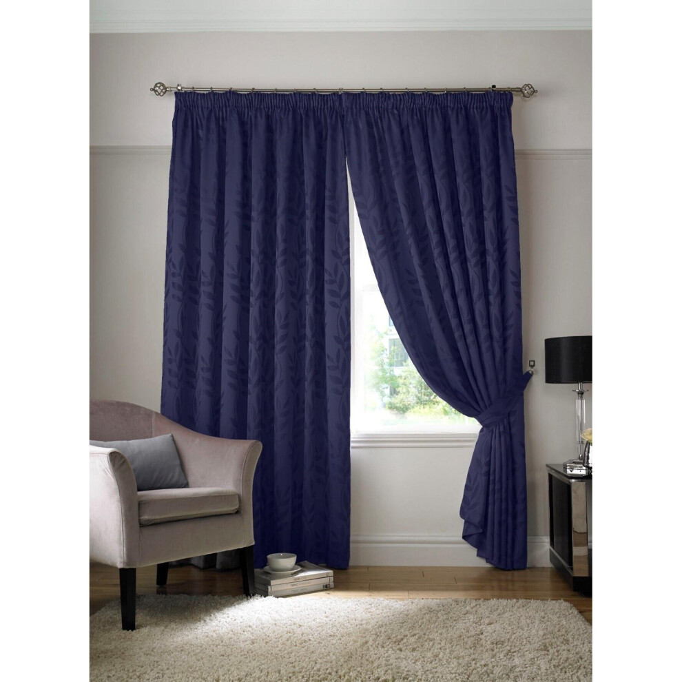 Tivoli Leaf Lined Pencil Pleat Top Eyelet Curtains