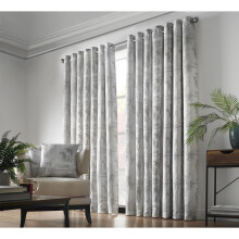 (90x90", Silver) Fiji Eyelet Ring Top Curtain Pair Fully Lined Curtains Jacquard