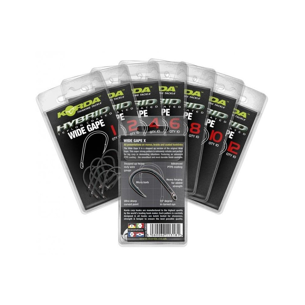 Korda () Wide Gape Hooks Size 8
