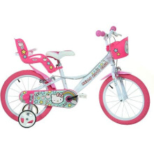 (16" Wheel) Dino Hello Kitty White Girls Bike w/ Doll Carrier