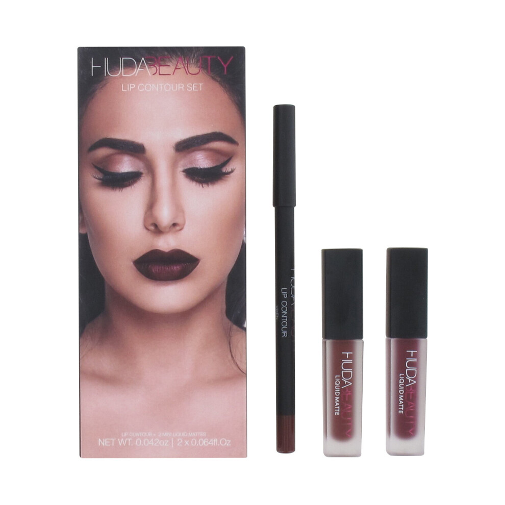 Huda Beauty Lip Contour Set Vixen & Famous - Lip Pencil, 2 X Matte Lipstick