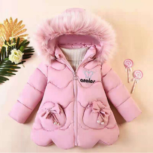 Pink 3 4 Years Baby Kids Girls Coat Parka Hooded Padded Warm UK on OnBuy